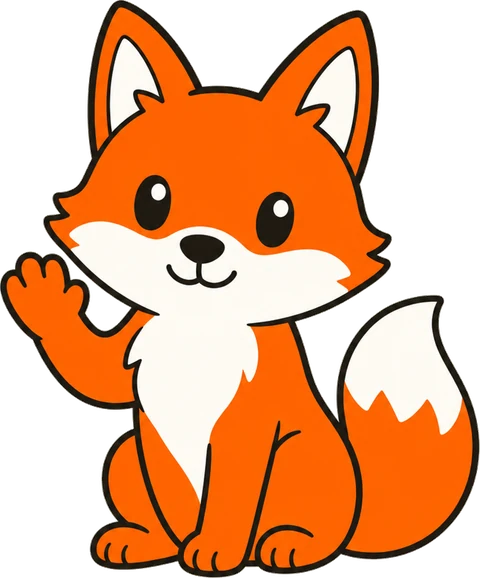 The noonfox fox, waving hello