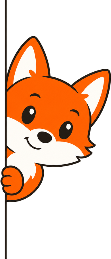 The fox peeking into the onboarding screen